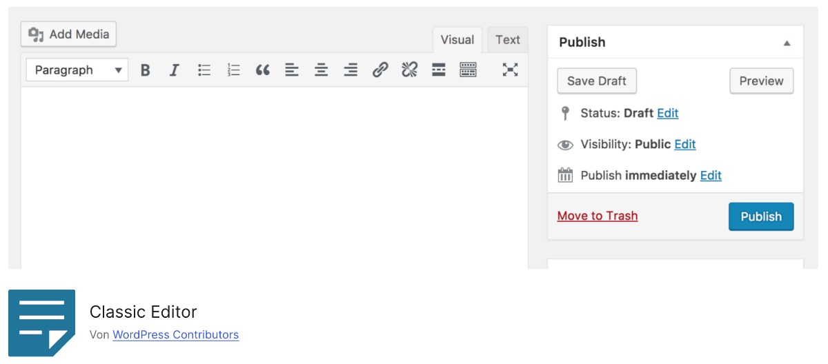 Bild des WordPress-Plugins Classic Editor